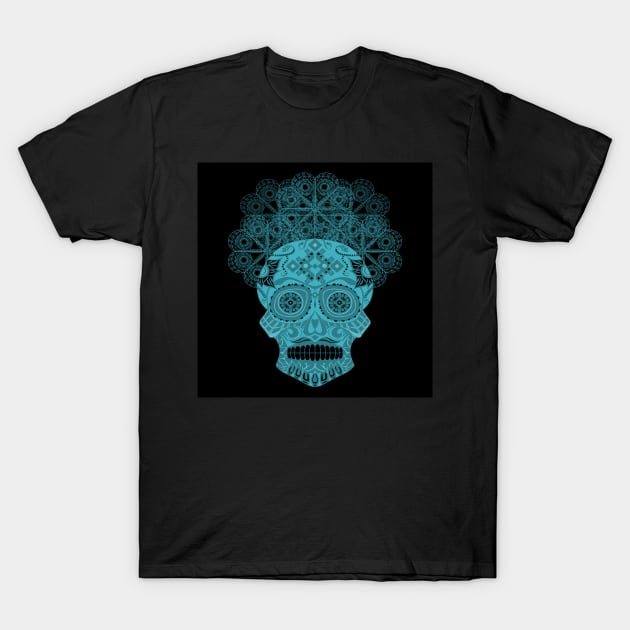 dark blue catrina calavera ecopop T-Shirt by jorge_lebeau